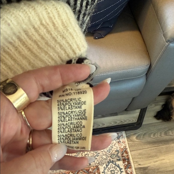FRNCH Cream and Black Striped Sweater Small/Medium - Picture 5 of 7